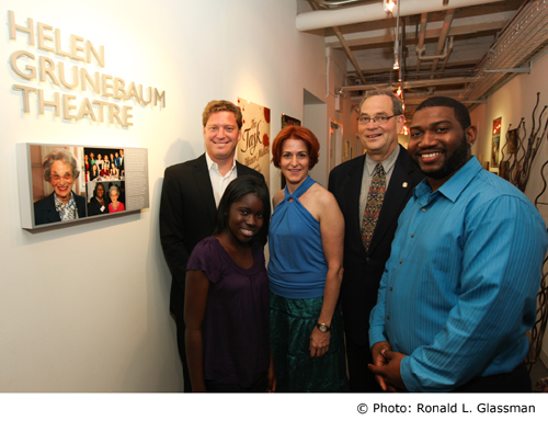 Jason Grunebaum (grandson of Helen Grunebaum); Jessica Nelson, ASP youth leader; Gabrielle L. Kurlander, ASP president and CEO; Jim Grunebaum (son of Helen Grunebaum); and Antoine RL Joyce, ASP development officer