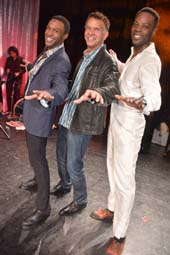 Jarran Muse, (Marvin Gaye in Motown), Brian Stokes Mitchell (Tony Winner) and JL Williams (Fella).  Photo by: Rose Billings/Blacktiemagazine.com