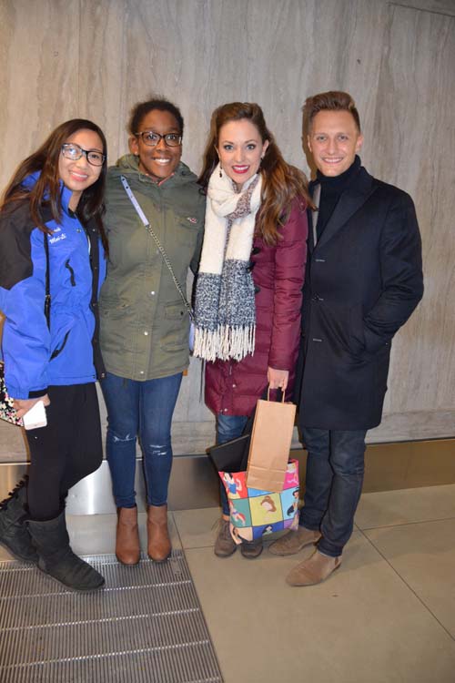 Laura Osnes surrounded by her fans and loving husband leaving Feinstein's 54 Below.  Photo by:  Rose Billings/Blacktiemagazine.com