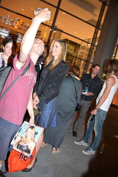 Mira Sorvino Leavin the New York Times .  Photo by:  Rose Billings