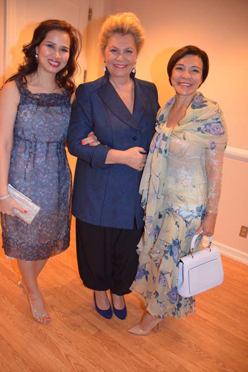 H.E. Katalin Bogyay with Vietnamese artist and pianist Chau-Giang  T.Nguyen 'Coco' and chocolate artist MarieBelle Lieberman .  Photo by:  Rose Billings/Blacktiemagazine.com