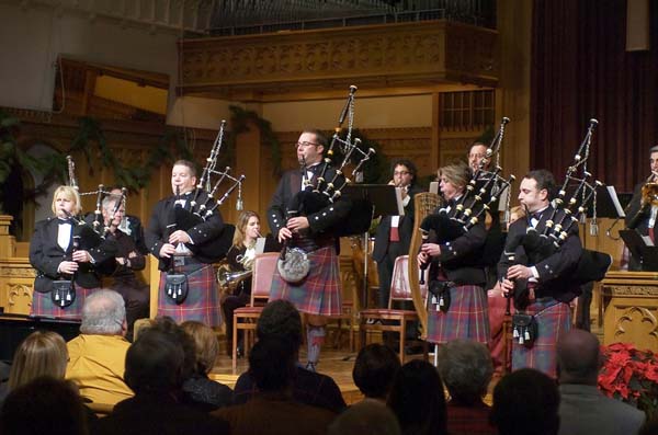 The Kevin Ray Blandford Memorial Pipe Band of Redlands, CA returns to the NY area for three performances of the Pipes of Christmas this December. Photo by Warren Westura