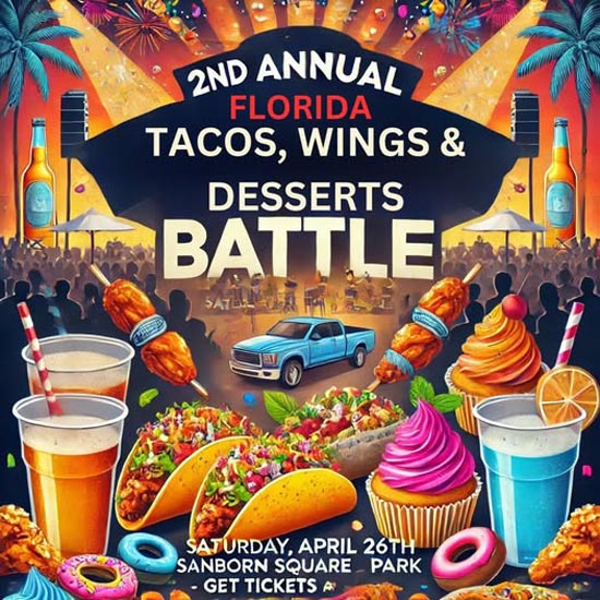 florisa tacos , wings and desserts battle