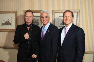 Sting with Governor Charlie Crist and Paul Tudor Jones II