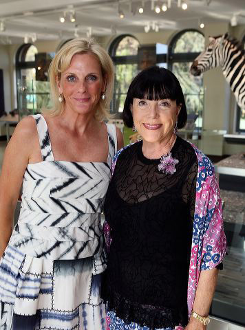                         NHM Trustee and Party Chair Lynn Brengel (L) and Board Member Gayle Garner Roski (R) pose during the "Mingle With The Mammals" VIP reception to open the Age of Mammals exhibition inside the Natural History Museum's newly restored 1913 Building on July 7, 2010 in Los Angeles, California. (Photo by Ryan Miller/Capture Imaging)