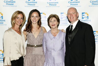 Covenant House chairperson, Priscilla 'Bo' Marconi, board member  Barbara Bush, former First Lady Laura Bush, and Covenant House  