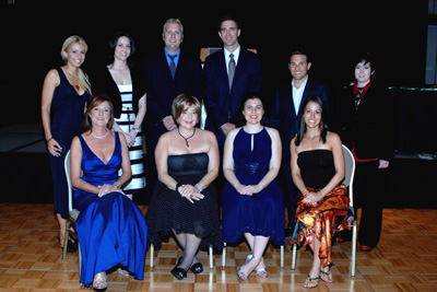 Group shot of candidates: back row(l-r) Nicole Haboush, Dr. Dana Goldberg, Kyle Lidinsky, Mark Anderson, Joey Fago, Donna Weinberger; Front row(l-r) Lori Schlegel, Sherry Zabriskie, Michele Stanek, Valerie Fiordilino