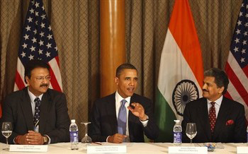 President Obama with Ajay Piramal of Piramal Enterprises & Anand Mahindra of Mahindra & Mahindra