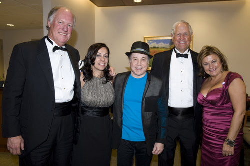 Stamford Hospital Board Chairman Doug Milne III (Darien), Dream Ball Co-Chair Paula Callari (Darien), Paul Simon (New Canaan), Stamford Hospital Foundation Co-Chair H. Darrell Harvey (Darien), and Dream Ball Co-Chair and Stamford Hospital Board member Carol Fedele (Stamford)