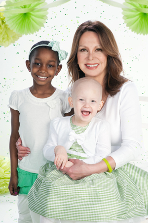 Marlo Thomas, St. Jude National Outreach Director, and patients Gloriuna and Haley star in the Thanks and Giving campaign, a holiday program that supports the research and treatment being done at St. Jude Children's Research Hospital to help children fighting cancer and other catastrophic diseases. The Thanks and Giving campaign kicks off Thanksgiving week and runs through the end of the year