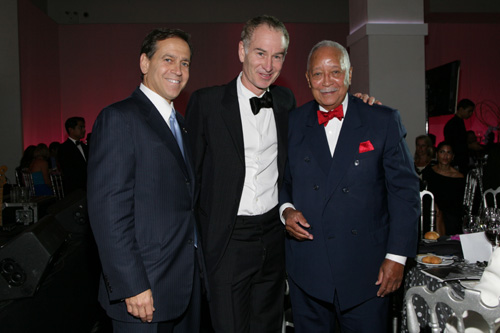 Dr. Kevin Plancher, Tennis Legend John McEnroe and 104th Mayor of NYC Mayor David Dinkins celebrate the 6th Annual Orthopaedic Foundation for Active Lifestyles Gala at Espace on Oct. 26, 2010.  