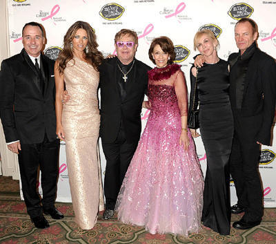 David Furnish, Elizabeth Hurley, Sir Elton John, Evelyn Lauder, Trudie Styler & Sting