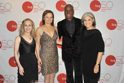 Teresa Eyring with honorees Vicki Reiss of the Shubert Foundation, Kenny Leon and Judith O. Rubin