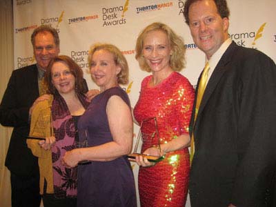 06-04-12 Outstanding Ensemble Award (L-R)) Jay O. Sanders. Maryann Plunkett. J. Smith-Cameron. Laila Robins. Shuler Hensley at the 57th Drama Desk Awards at The Town Hall. 123 West 43rd St. . Sunday night. 06-03-12