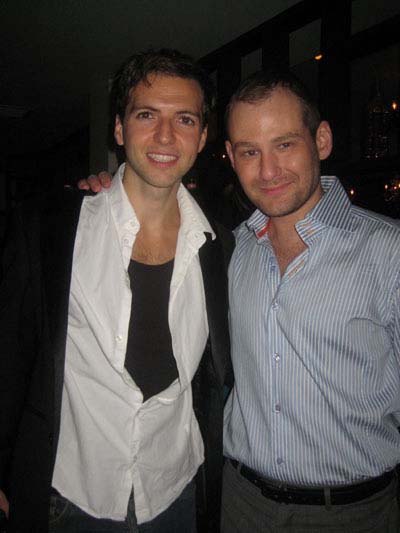 06-07-12 Cast members Guy Burnet (L) and Chad Kimball at the opening night party for "Murder in tthe First" at Vlostead. 125 East 54th St. Wednesday night 06-06-12