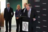 John Codey, at the lectern, trustee of the Leona M. and 