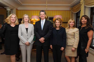 Dr. Mary Ann McLaughlin (Associate Professor of Medicine, Medical Director, Cardiac Health Program), Dr. Barbara Murphy (Acting Chair, Department of Medicine), Dr. Michael Brodman (Chair of Obstetrics, Gynecology, and Reproductive Science), event co-chairs Adrianne Silver, Dina Leader and Alison Axelrod . Photo by: Billy Farrell Agency  