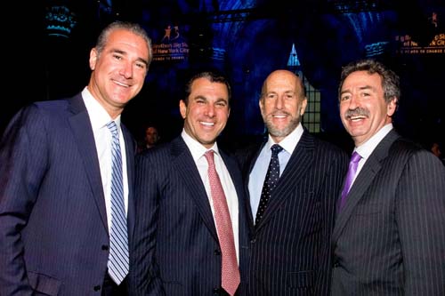 Paul Glickman, Event Co-chair; Peter Riguardi, Event Honoree; David Levinson; and Jonathan Mechanic, Event Honoree at Big Brothers Big Sisters of NYC's 14th Annual Casino Jazz Night on June 12, which raised more than $1.4 million for the organization's youth mentoring programs. Crain's New York Business was a sponsor of the event. (Credit: Frank Rocco Photography) 