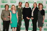 Joy Ingham, Gillian Miniter, Eddie Ayala, Martha Stewart, Jilly Stephens, Topsy Taylor. On Your Plate co-chairs Joy Ingham, Gillian Miniter and Topsy Taylor pose with Jilly Stephens, City Harvest Executive Director, Eddie Ayala, City Harvest truck driver, and On Your Plate guest speaker Martha Stewart before the luncheon.Photo Credit: Shaun Mader/PMC 