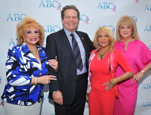 Sheri Rosenblum, Luncheon co-chair; Patrick Wayne, Chairman of the Board, John Wayne Cancer Institute; Beverly Cohen, Luncheon co-chair; Gloria Gebbia, President of ABCs.  Photo by:  Vince Bucci