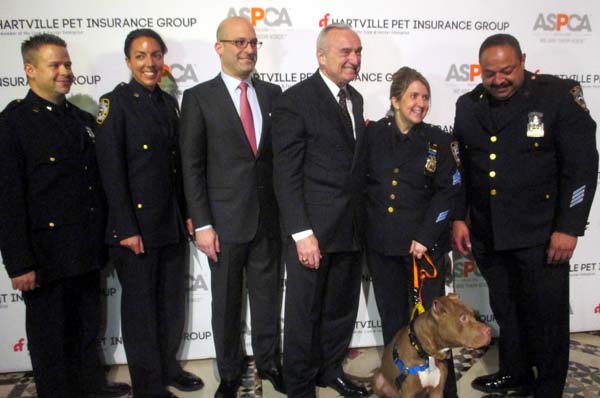 Matt Bershadker, ASPCA President & CEO, William J Bratton, NYPD Police Commissioner, NYPD Animal Cruelty Investigation Squad & Cheeto