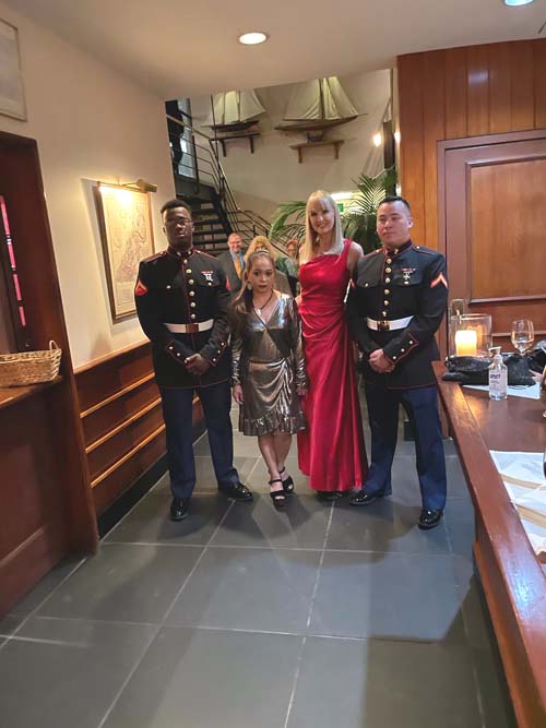 Jennifer Harison, Tess Camacho with America"s finest Marines