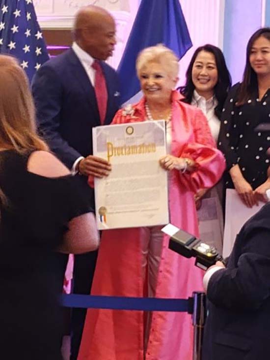 Mayor Eric Adams and Victoria Schneps, Chair of Gracie Mansion Conservancy Power Women Gala Benefit Committee,  So-Chung Shinn, Vocalist & Chairman of the Patron Program 