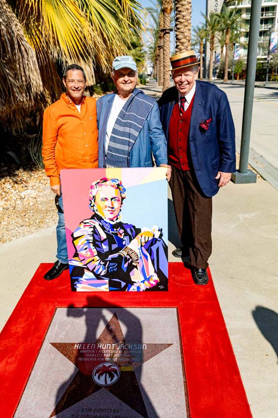 Palm Springs Life editor Steven Biller, celebrated artist James Egan and Joel Vig