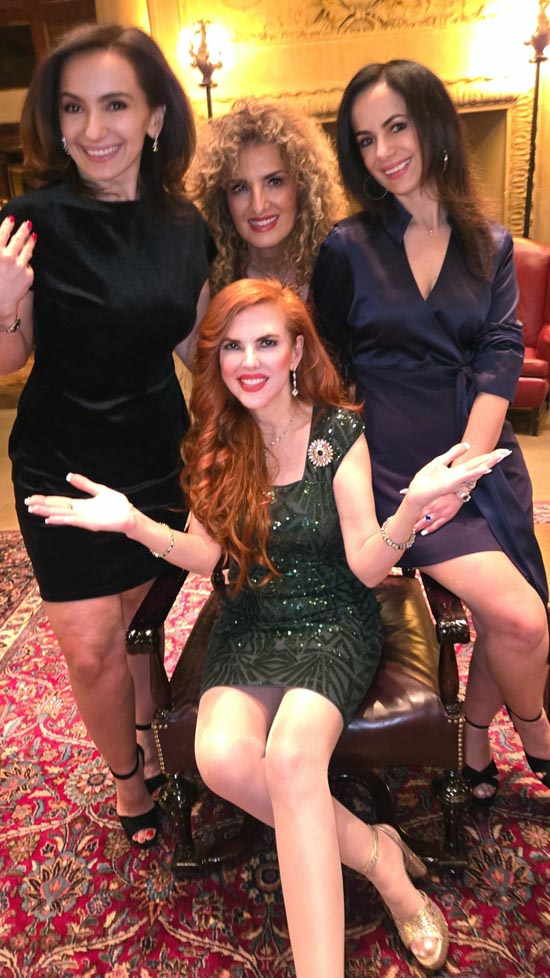    Liza Pllumaj & Flora Pllumaj, Betty Emamian and Lorraine Silvetz. Photo by; rose billings black tie international magazine