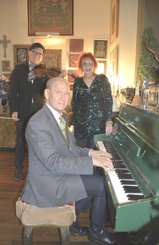 Kazakhstani violinist Yevginy Dyo, Dr. Judy Kuriansky, pianist/composer Russell Daisey