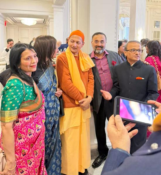 Swamiji head of Vedanta Siciety seen with Yakub Mathews  and Ambassador Pradhan
