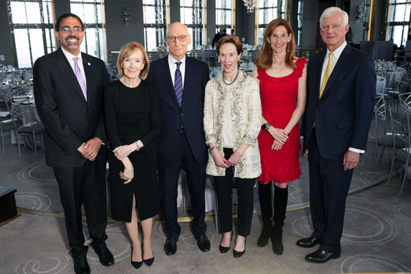 (L-R) John B. King, Judy Woodruff, Tom Bailey, Leslie Nelson, Valerie Rockefeller and Bill Rueckert attend the Teachers College Gala For Scholarships 2026 at The Rainbow Room on May 05, 2026 in New York Citymain photo banner