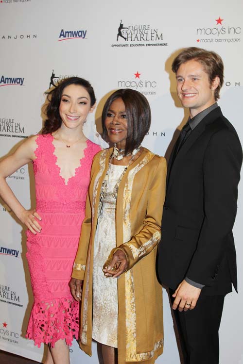 2016 Skating with the Stars Gala honorees Meryl Davis, Cicely Tyson, and Charlie White. Photo credit: Sue Coflin/Max Photo