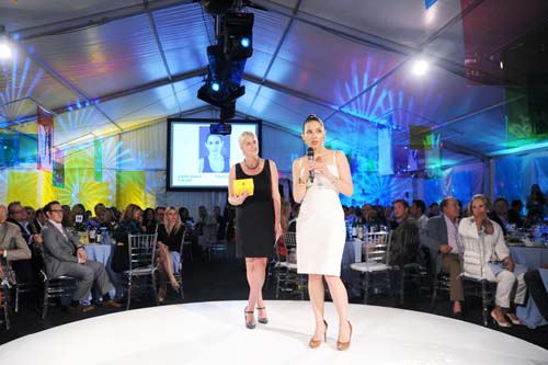 Director and Chief Curator Heidi Zuckerman Jacobson and AAM Aspen Award for Art 2013 Honoree Teresita Fernndez onstage during the ArtCrush Gala at the Aspen Art Museum (Photo Courtesy Billy Farrel Agency)]