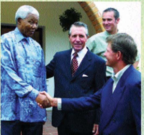 Nelson Mandela, Gary Player, Retief Goosen and Trevor Immelman