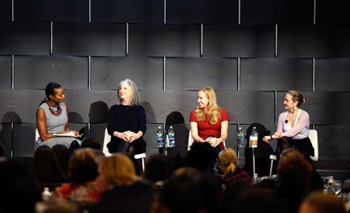 Tai Beauchamp moderates an intergenerational conversation between Essie Weingarten, founder of Essie Cosmetics; Alexandra Wilkis Wilson, co-founder of Gilt Groupe; and Alexa von Tobel, founder of LearnVest. Photo by: Ilya Savenok