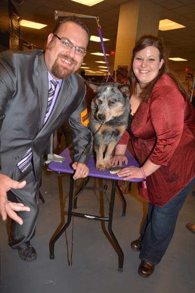 Thomas Vinson, Jamie ,the Australian cattle dog, and Sherri Vinson DVM.  photo by:  rose billings