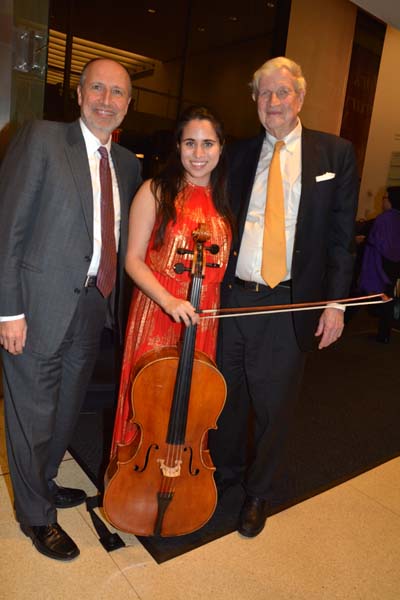  Ara Guzelimian (Provost,& Dean Juillard School) Christine Lamprea (Cellist) with Ambassador William H Luers.The Cellist Christine 2013 winner.  photo by:  rose billings/blacktiemagazine.com