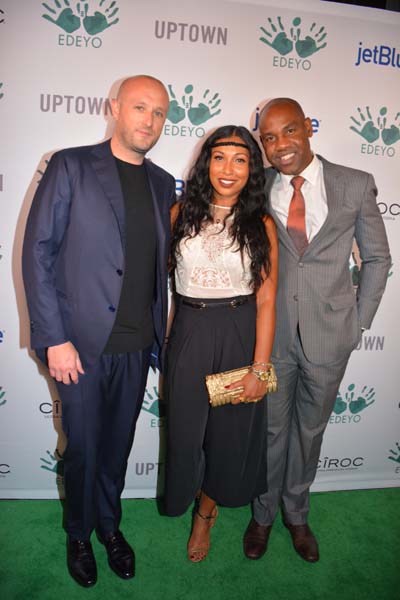 Fabrizio Sotti,Melanie Fiona both Grammy Award Winners and Unik Ernest co-founder of Edeyo Foundation.  Photo by:  Rose Billings/Blacktiemagazine.com