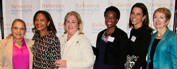 Dora Marcial; Melanie Steele, MPH; Assembly Member Rebecca Seawright; Dr. Monique C. James; Dr. Diane Reidy-Lagunes; and Dr. Lisa M. DeAngelis, Chief Physician Executive at Memorial Sloan Kettering Cancer Center.