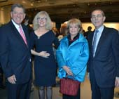 Marty Cohen, Chair of Guild Hall Board of Trustees with Academy of the Arts Lifetime Achievement Award honoree Blythe Danner, Barbara Walters and Philippe de Montebello, Photo by: Barry Gordin