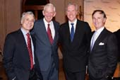 Audubon President and CEO David Yarnold, Nathaniel Reed, B. Holt Thrasher, and Audubon Board Chairman David B. Ford at the 2014 National Audubon Society Gala Dinner in New York. Photo by: Clint Spaulding/Patrick McMullan for National Audubon Society